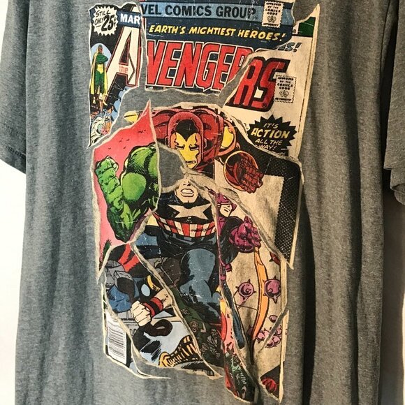 MARVEL Avengers Comic Book Gray Short Sleeve Tee Shirt - Picture 4 of 6